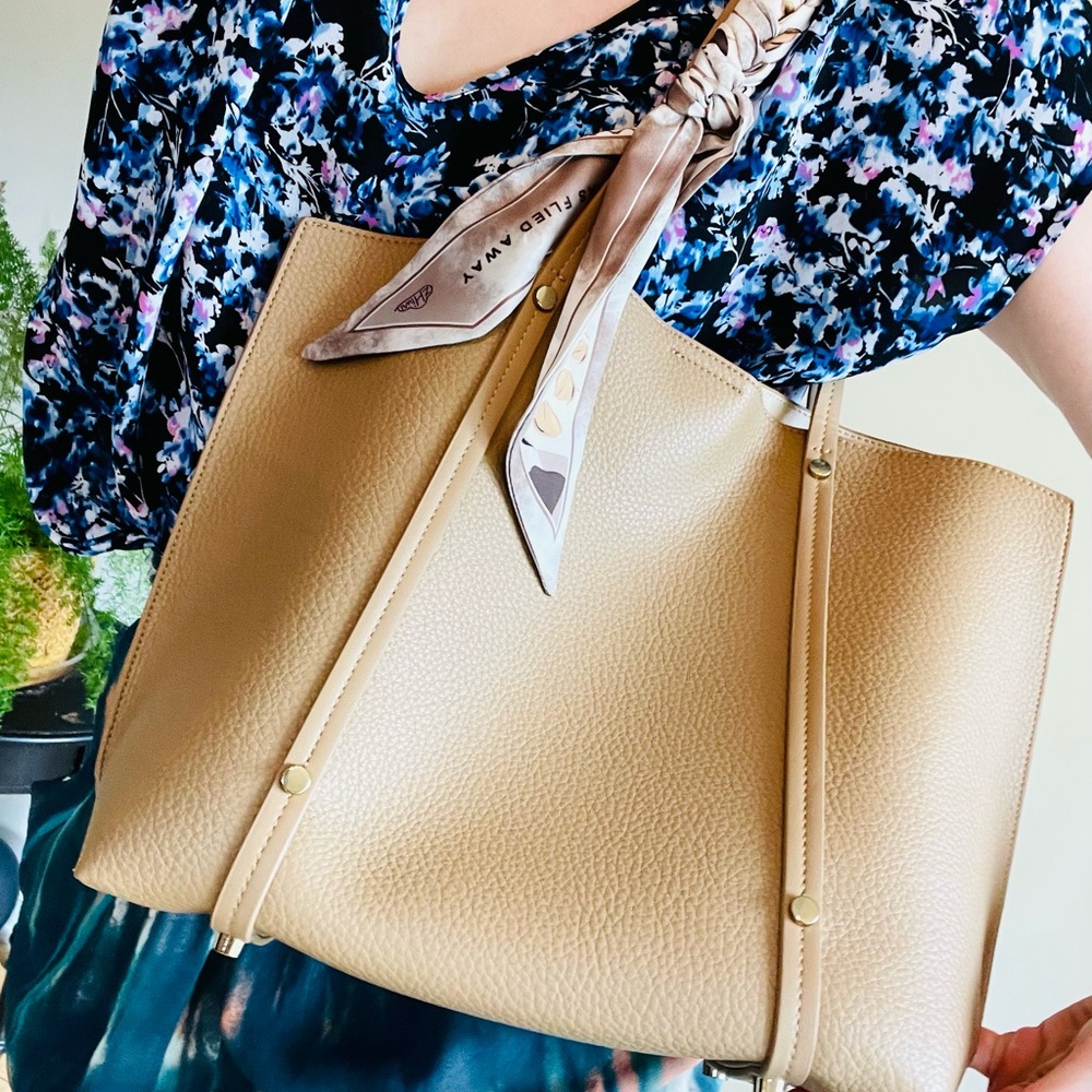 Tan Structured Leather Tote Bag